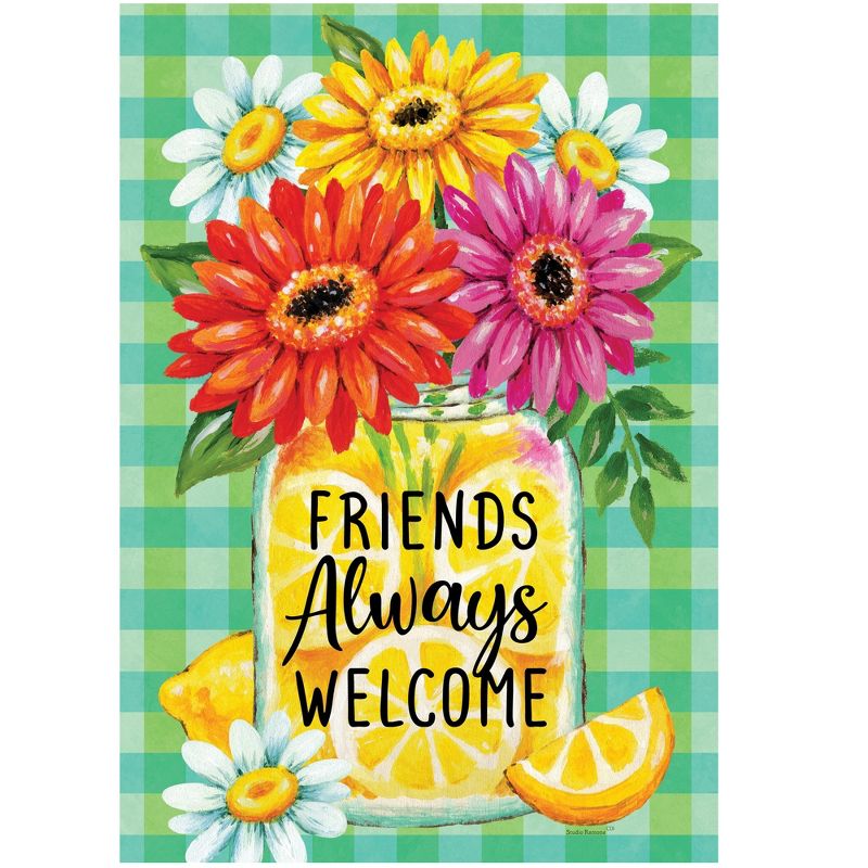 Home & Garden 17.75" Gerberas And Lemons Flag Printed In The Usa Custom Decor  -  Flags