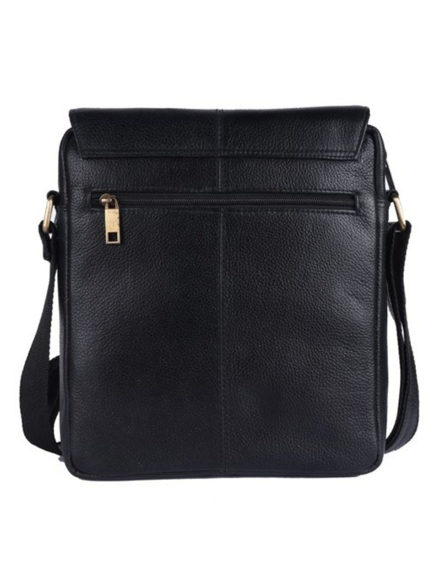 HiLEDER Black Textured Medium Leather 11 inch Cross Body Bag
