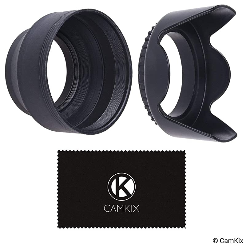 Set of 2 Camera Lens Hoods Rubber Collapsible + Tulip Flower Sun ShadeShield Reduces Lens Flare and Glare Blocks Excess Sunlight for Enhanced Photography and Video