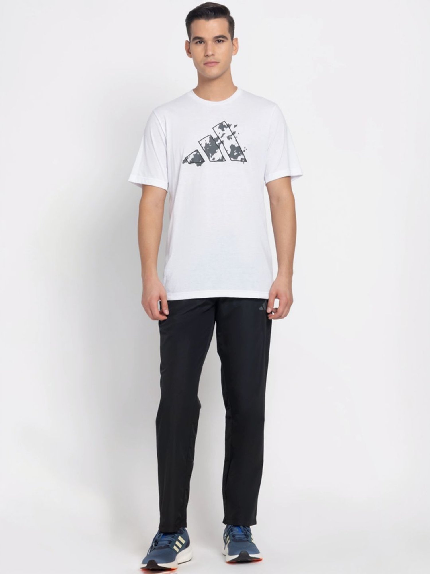 Adidas White Regular Fit Printed Sports T-Shirt