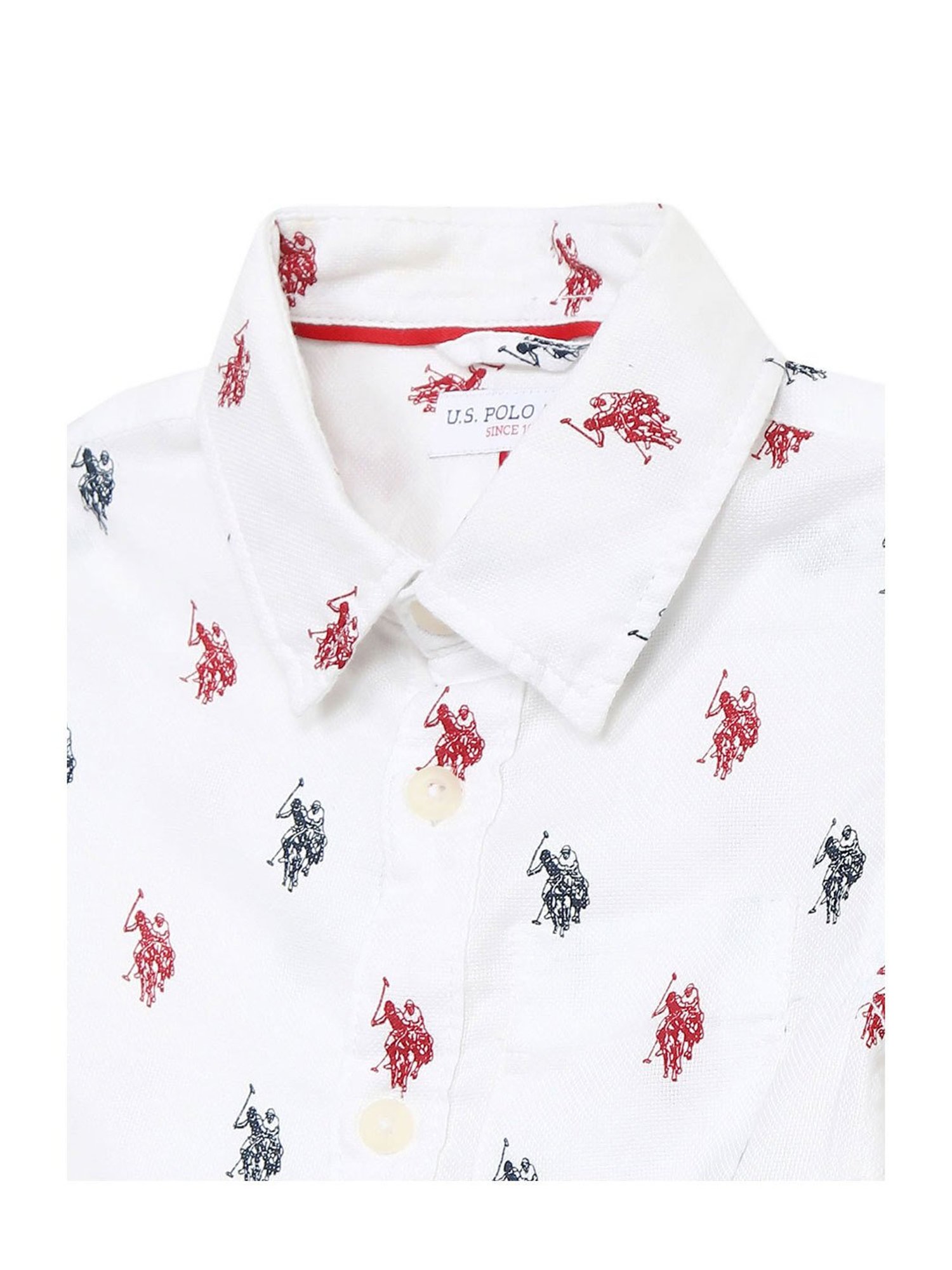 U.S. Polo Assn. Kids White Printed Full Sleeves Shirt