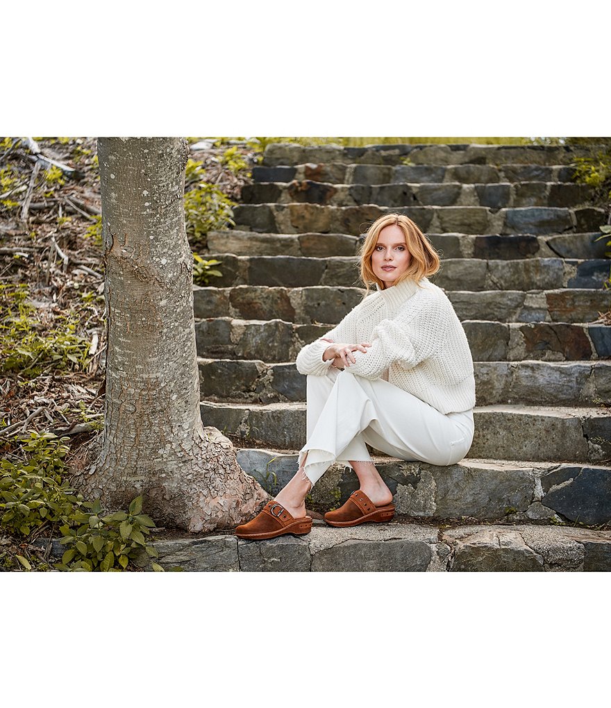 Born Banyan Suede Buckled Strap Suede Leather Clogs