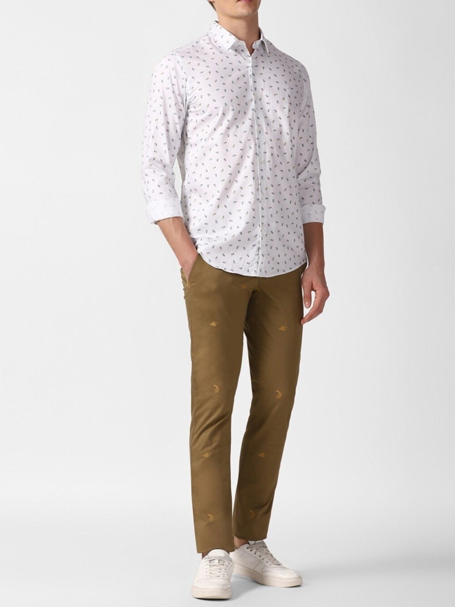 Simon Carter London White Printed Slim Fit Shirt