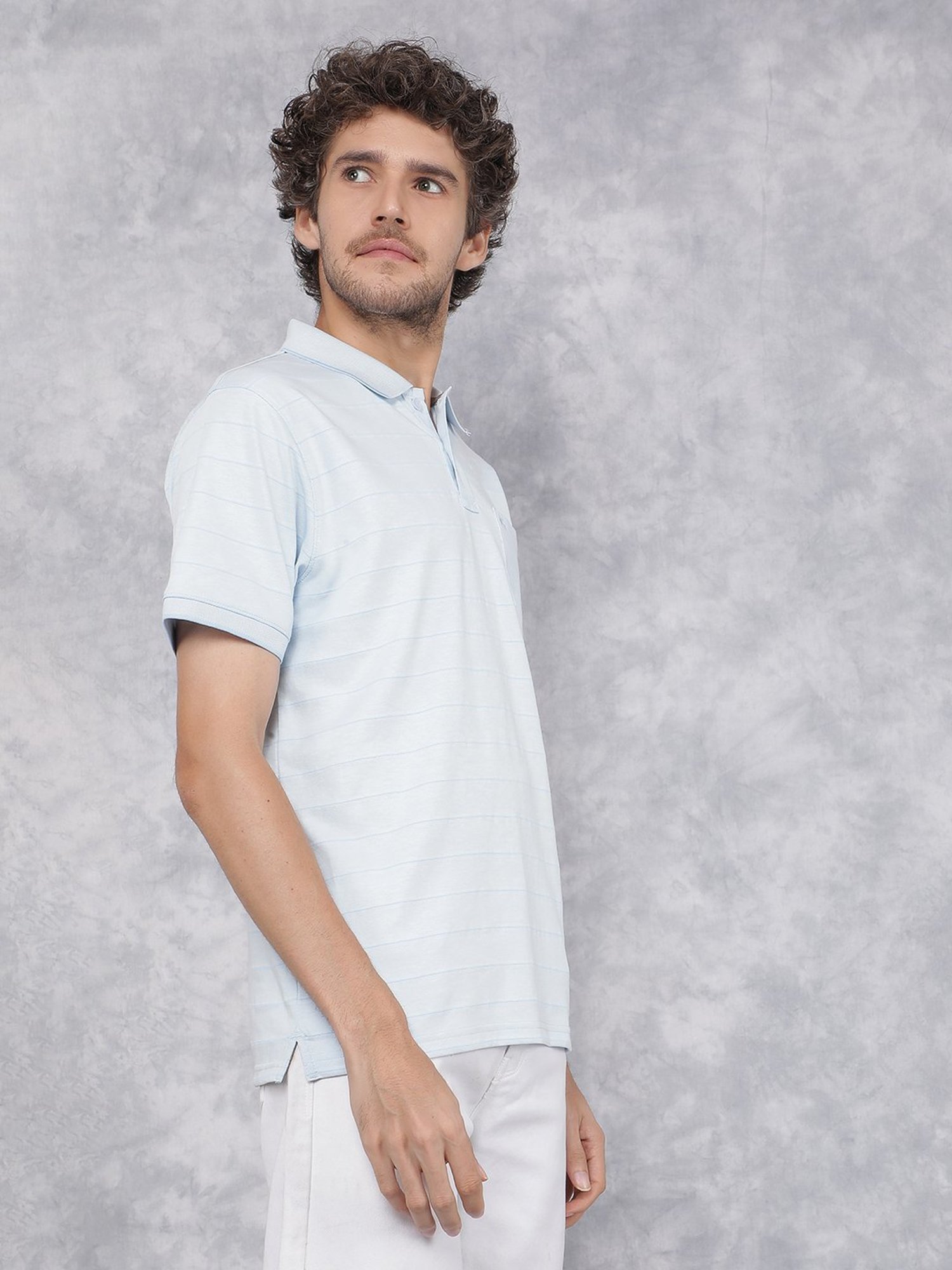 Crimsoune Club Blue Slim Fit Striped Polo T-Shirt