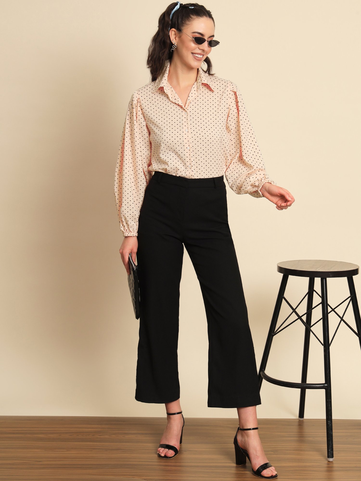 Trend Arrest Peach Polka Dots Shirt
