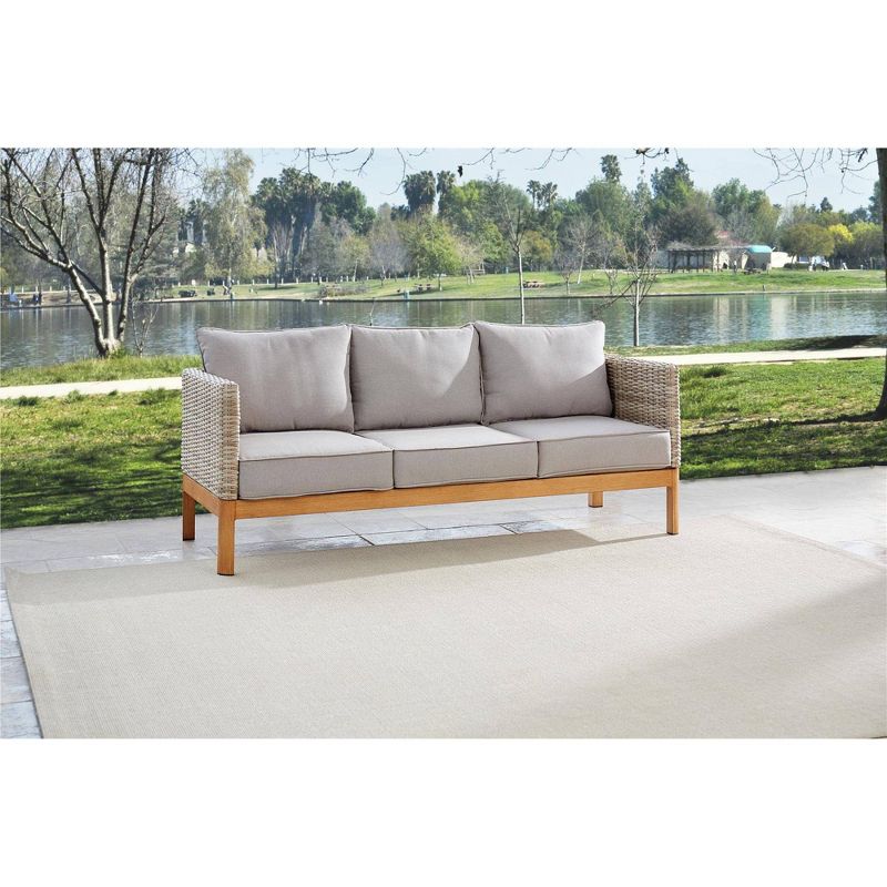 2pc Deep Seating Wicker Patio Sofa and Coffee Table Tan/Gray - Room & Joy