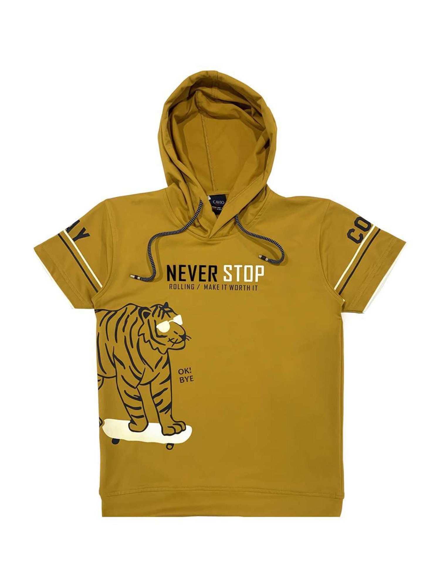 Cavio Kids Yellow Printed T-Shirt