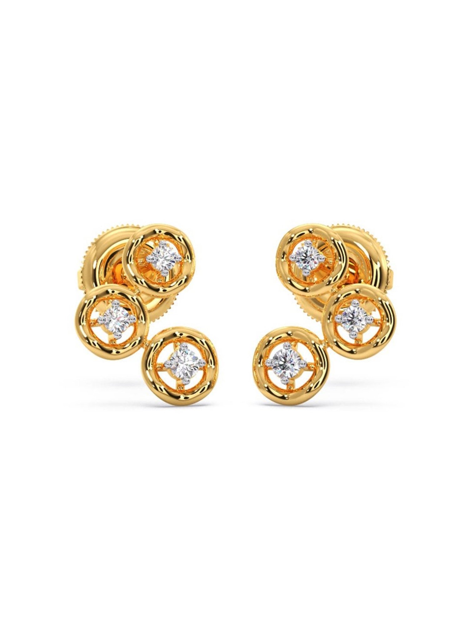 Candere by Kalyan Jewellers Peacock Collection 18k Yellow Gold Diamond Stud Earrings for Women