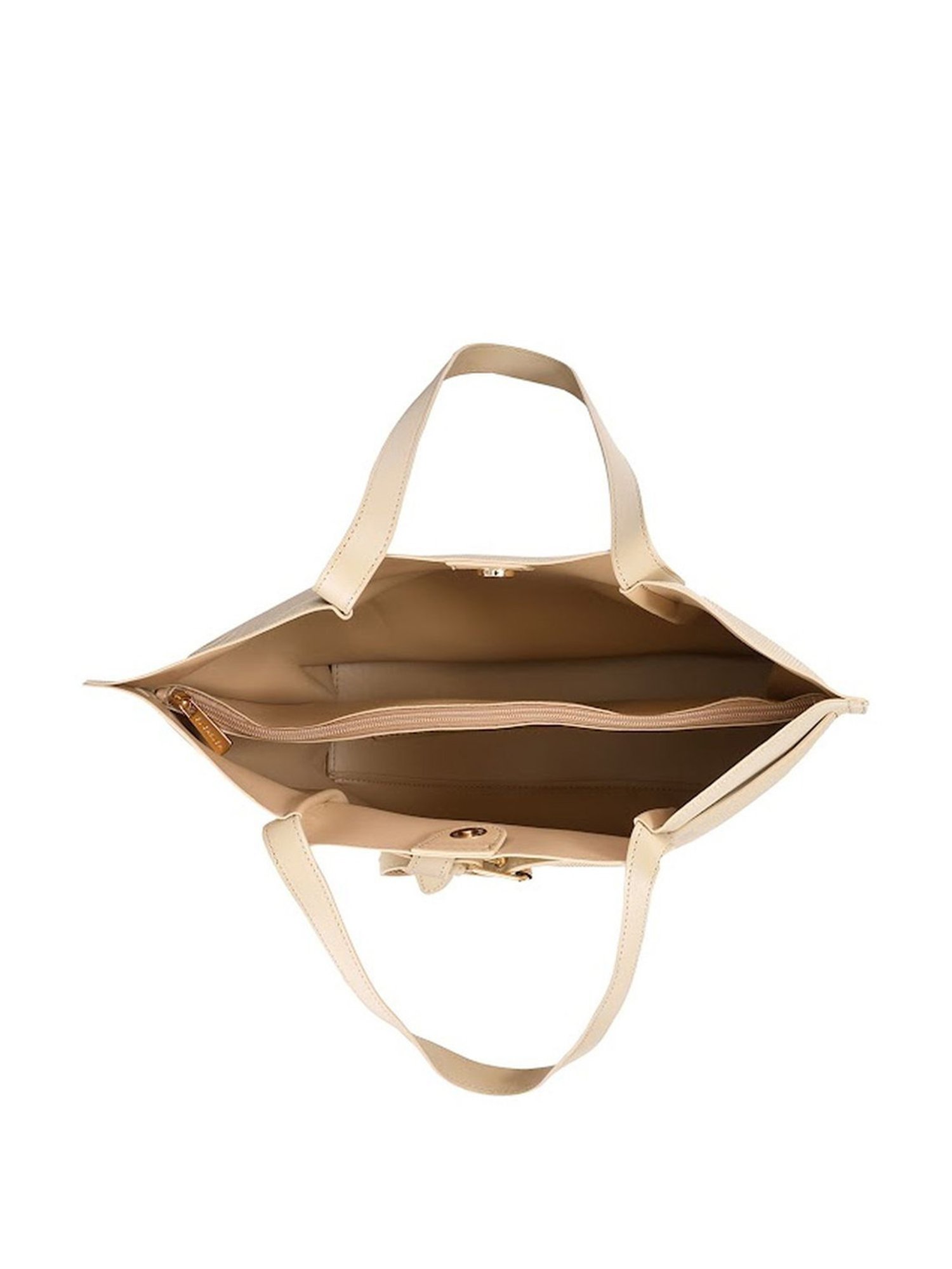 Sugarush Ancy Beige PU Solid Tote Handbag