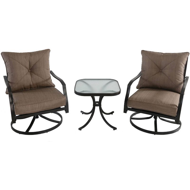 3pc Steel Swivel Rocker Patio Seating Set Tan - Hanover