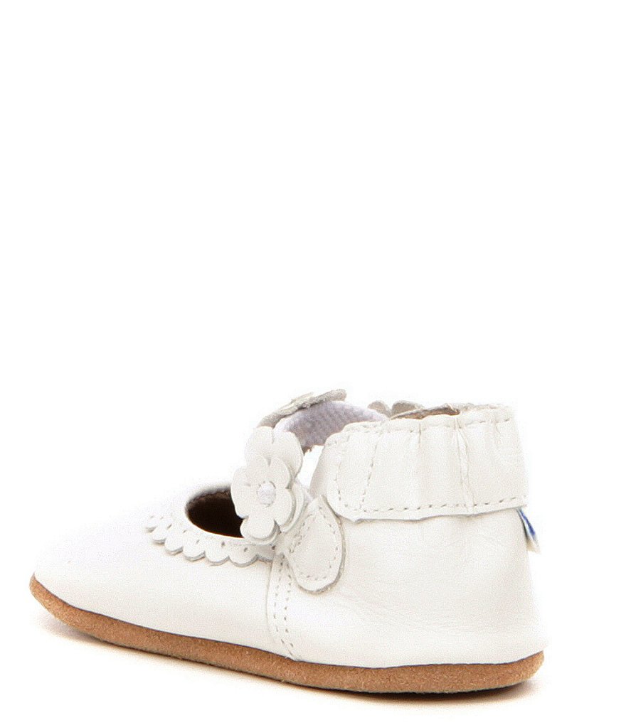 Robeez Baby Girls' Newborn-18 Months Claire Flower Detail Mary Jane Soft Sole Crib Shoes