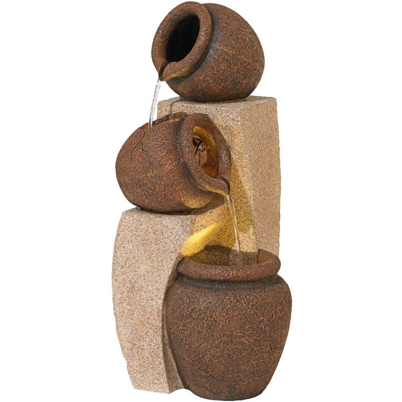 John Timberland Rustic Outdoor Floor Water Fountain with Light LED 30" High Cascading Tipping Jugs for Yard Garden Patio Deck Home