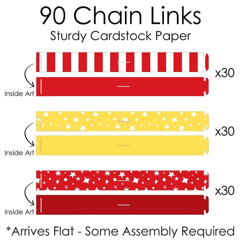 Big Dot of Happiness Carnival - Step Right Up Circus - 90 Chain Links & 30 Paper Tassels Decor Kit - Carnival Party Paper Chains Garland - 21 feet