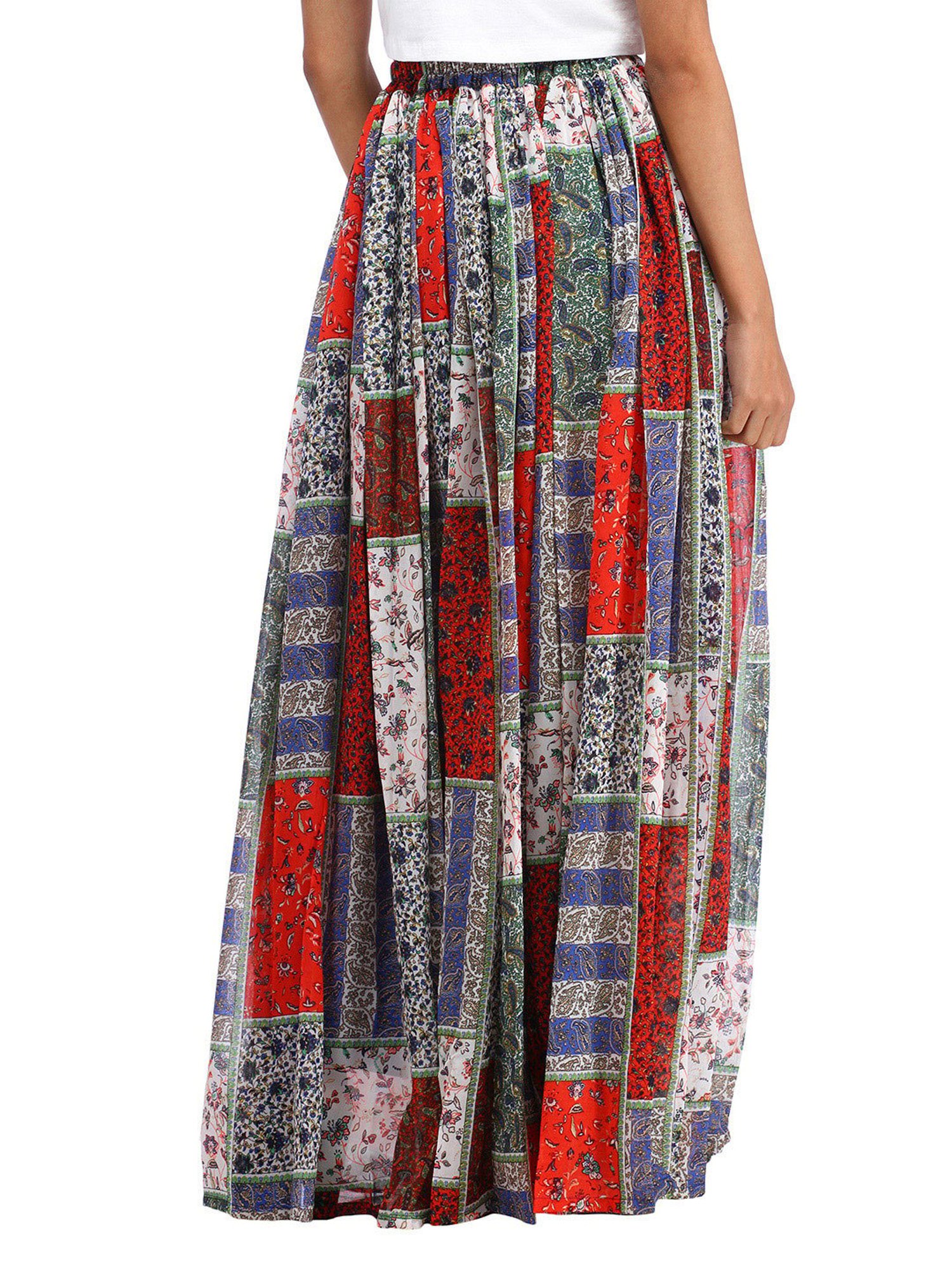 Scorpius Multicolor Georgette Floral Print Skirt