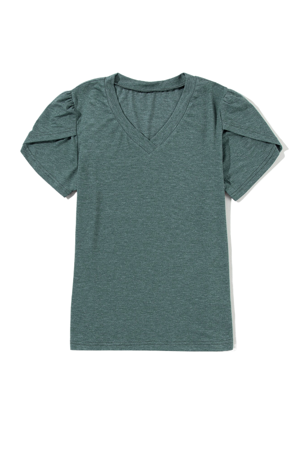 Mist Green Tulip Sleeve V Neck T-Shirt