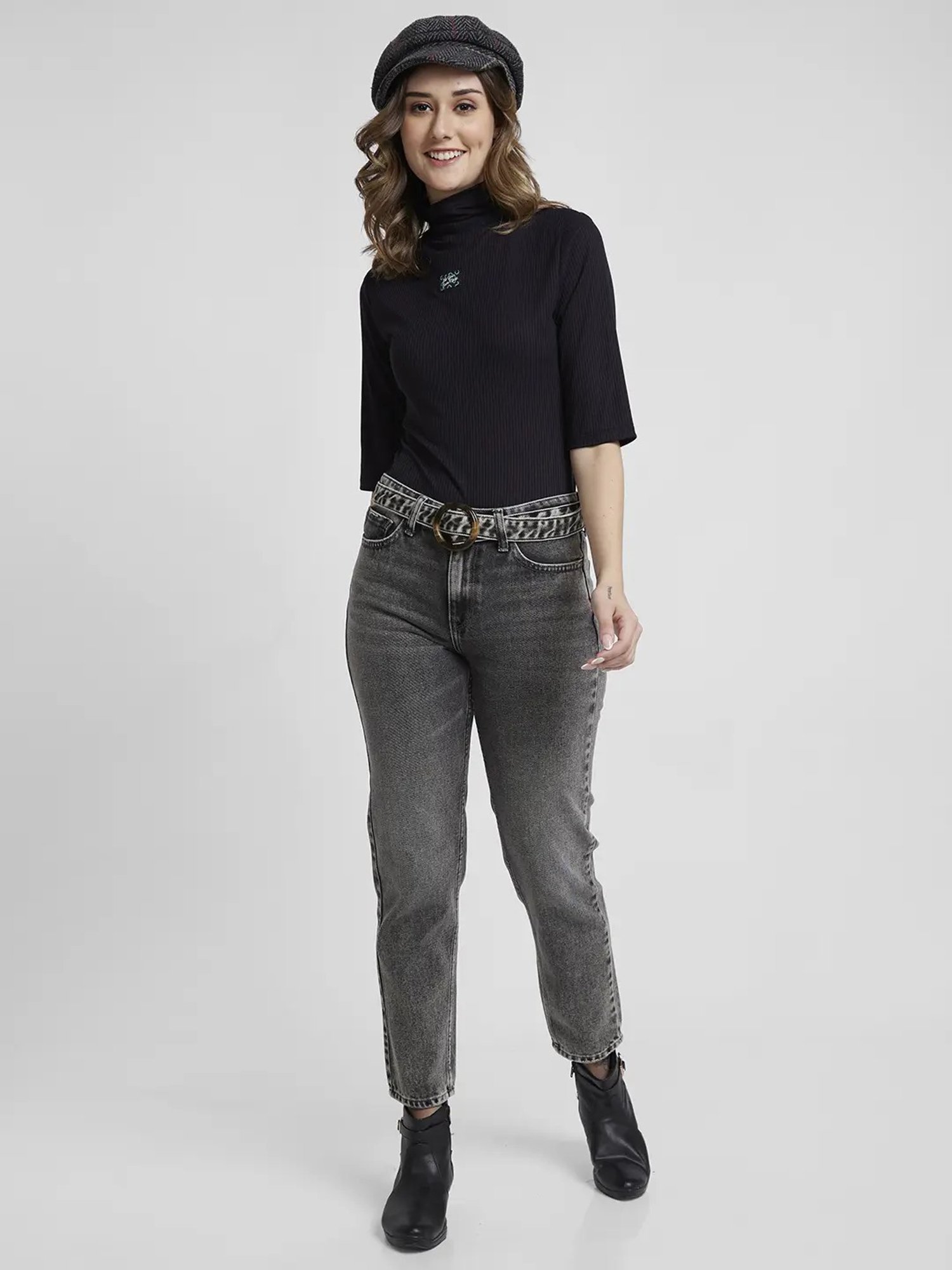 Spykar Black Graphic Print Top