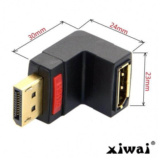 Xiwai Up Angled 90 Degree DP DisplayPort Male to Female Extension Adapter