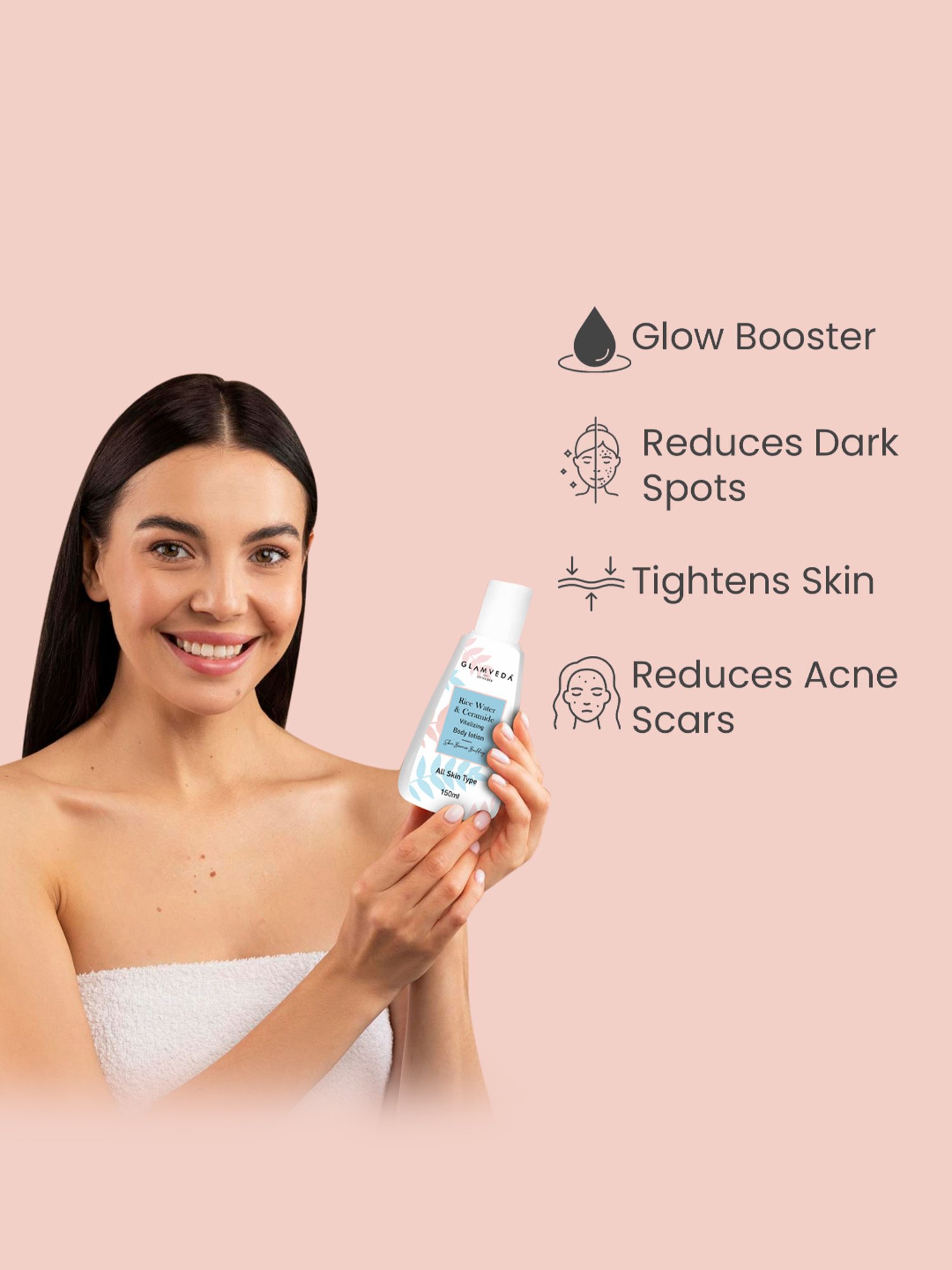 Glamveda Rice Water & Ceramide Vitalizing Body Lotion - 150 ml