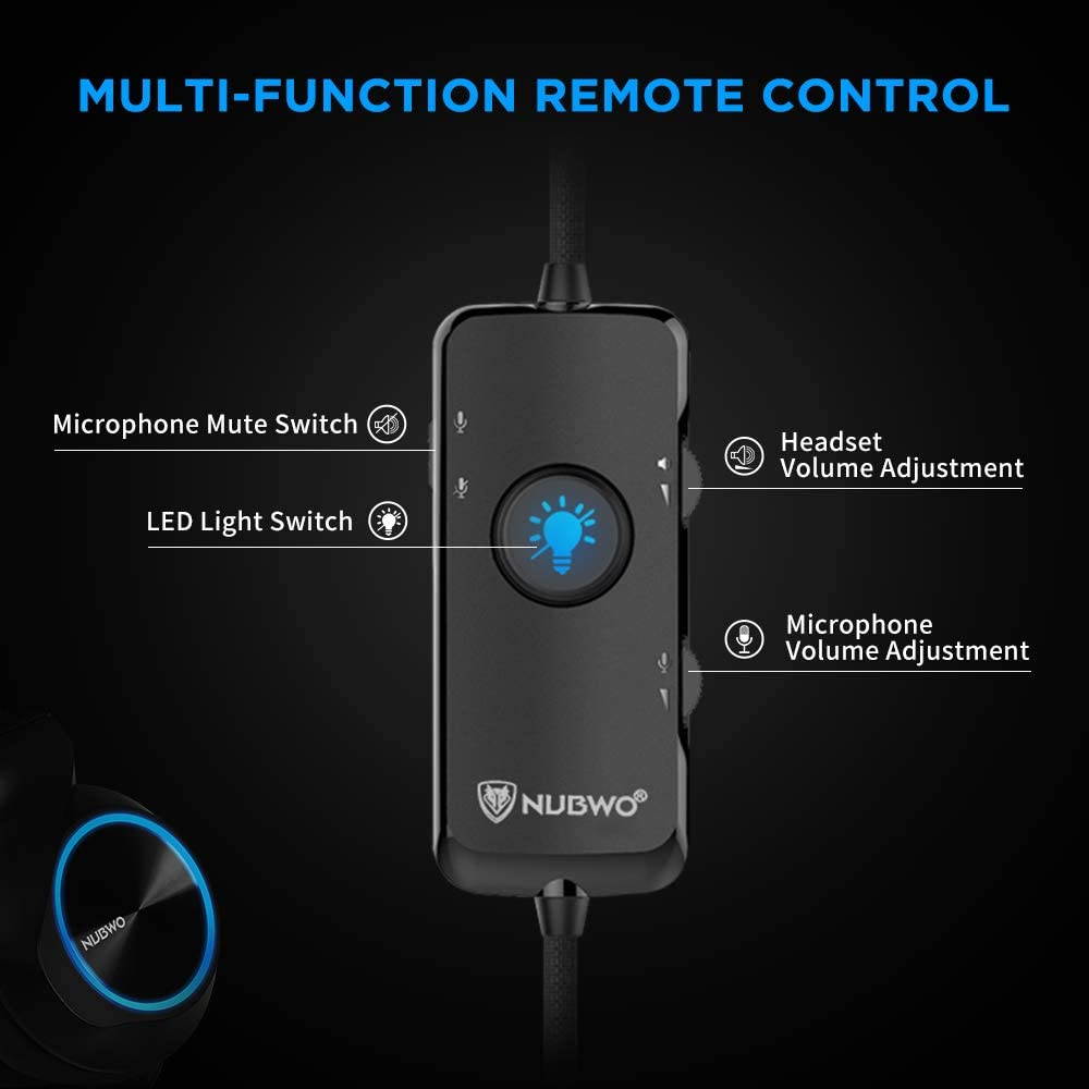 USB Gaming Headset with 7.1 Surround Sound Stereo, USB Headphones with Noise Canceling Mic & RGB Light, Compatible with PC, PS4 Console, Laptop