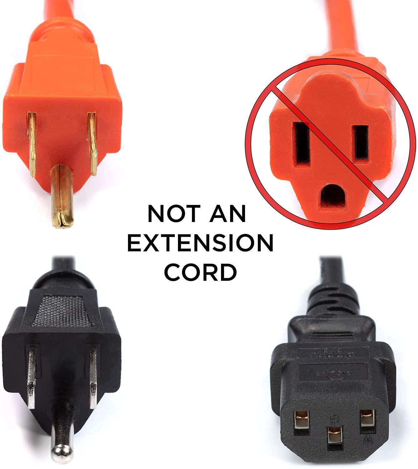 AC Power Cord (3 Prong) | 4 Feet, Black | Premium Quality Copper Wire Core - Computer, Medical, Server & Desktop - NEMA 5-15 to C13 / IEC 320 - UL Listed Power Cable