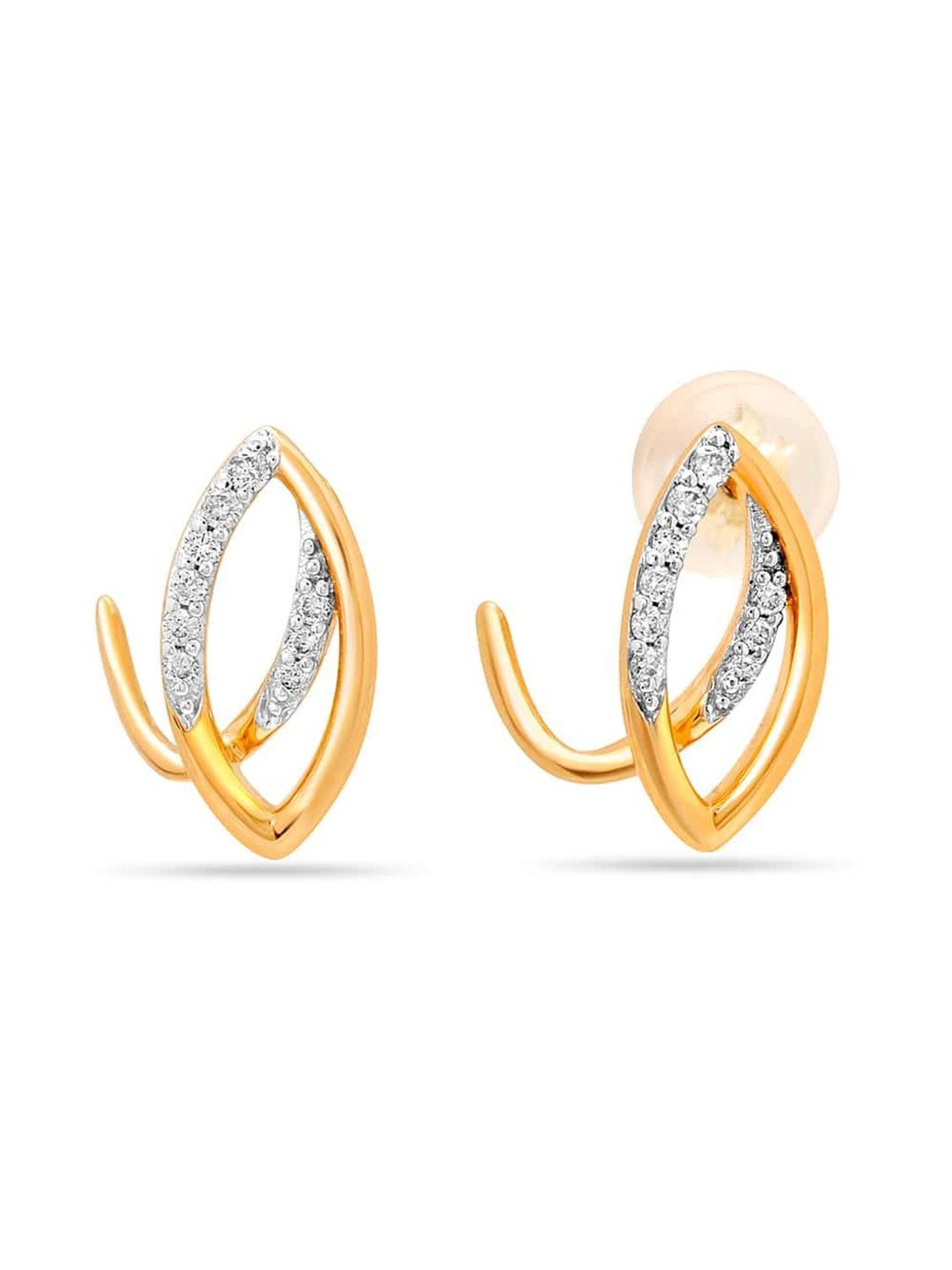 Mia By Tanishq Nature's Finest 14k Gold Leafy Coolness Stud Earrings