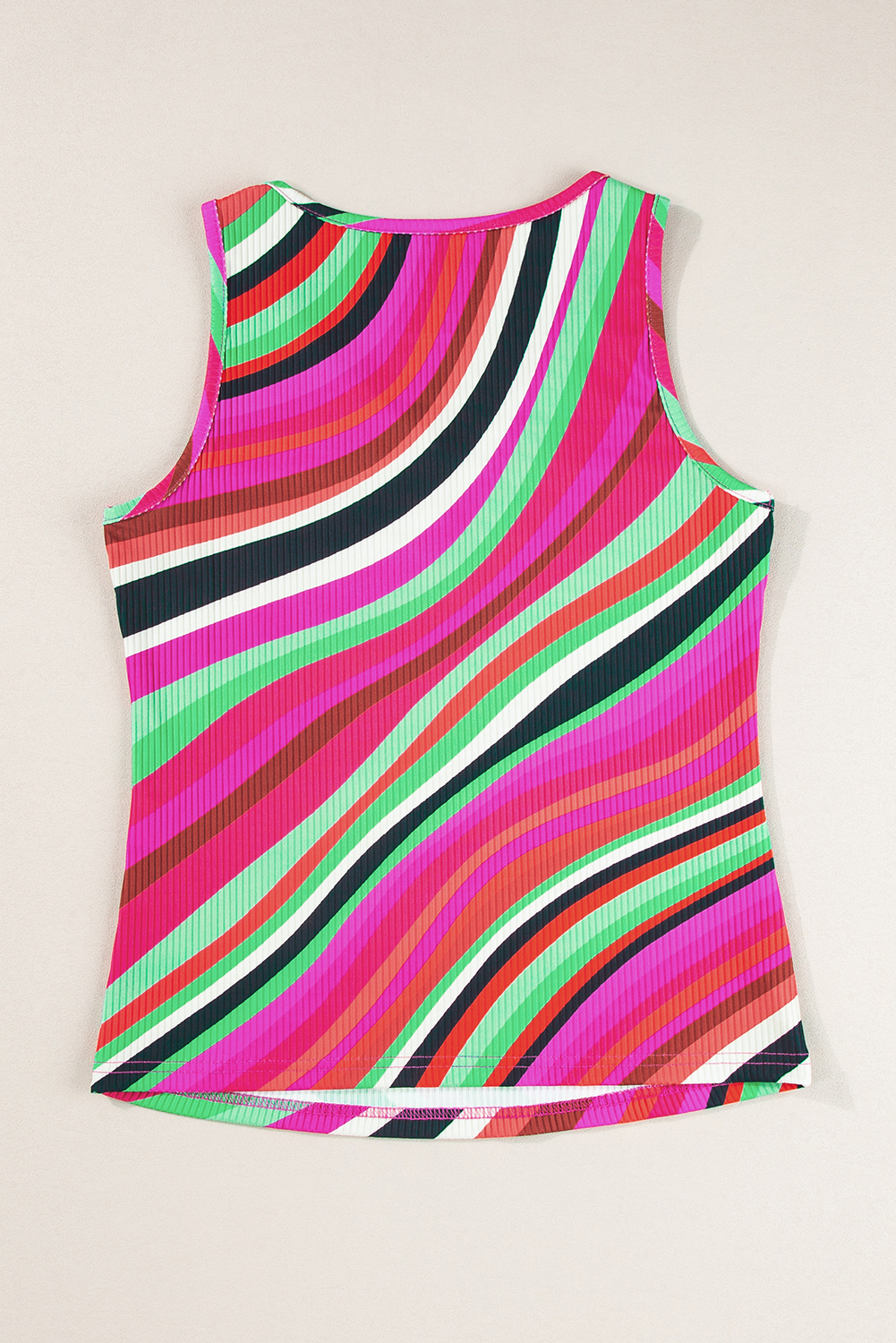 Pink Casual Solid Color Crew Neck Tank Top