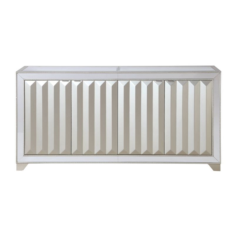 Bordeaux 4 Door Media Credenza Mirrored - Treasure Trove Accents