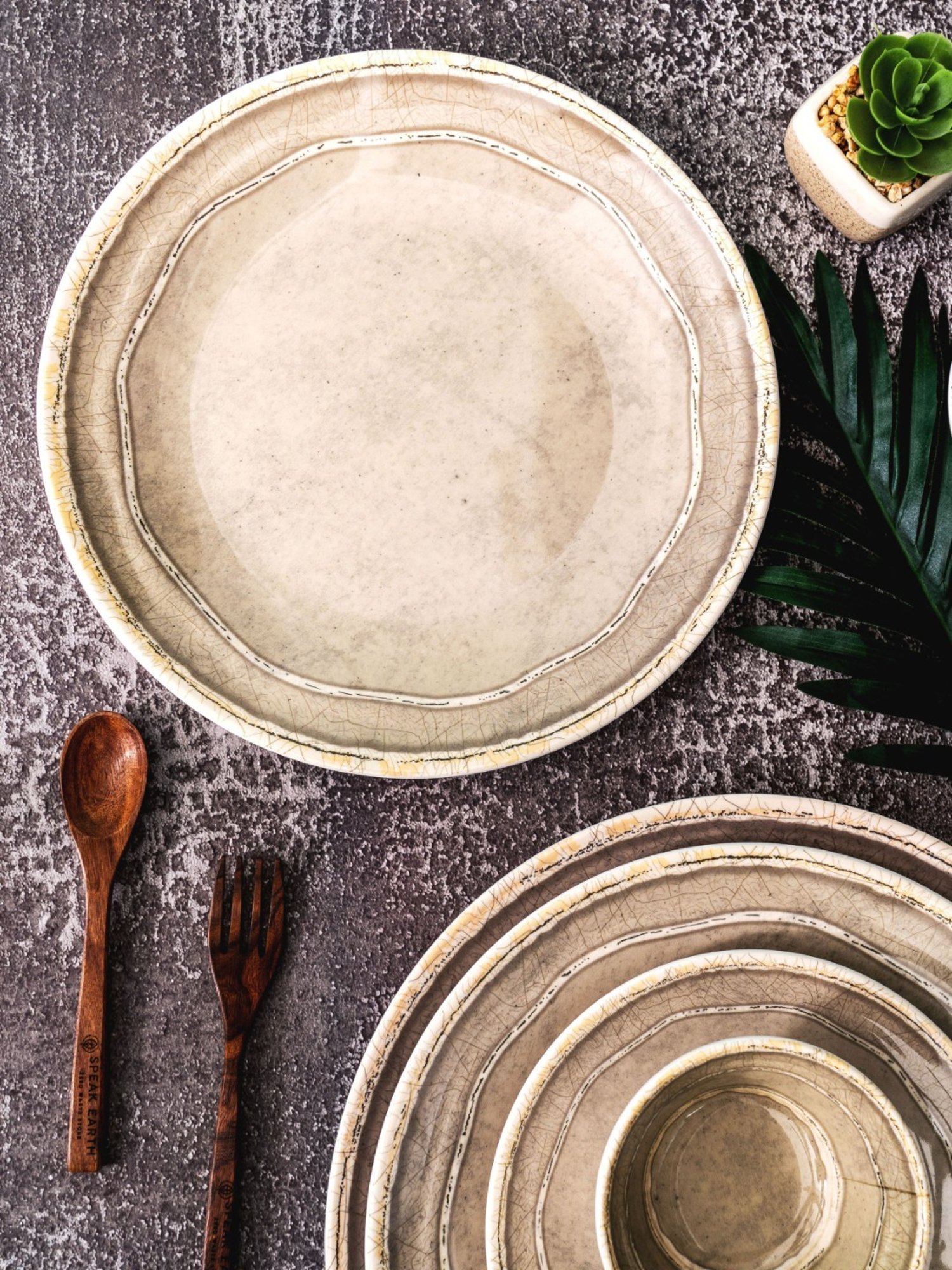 Servewell Beige Melamine Dinner Plate - Set of 6