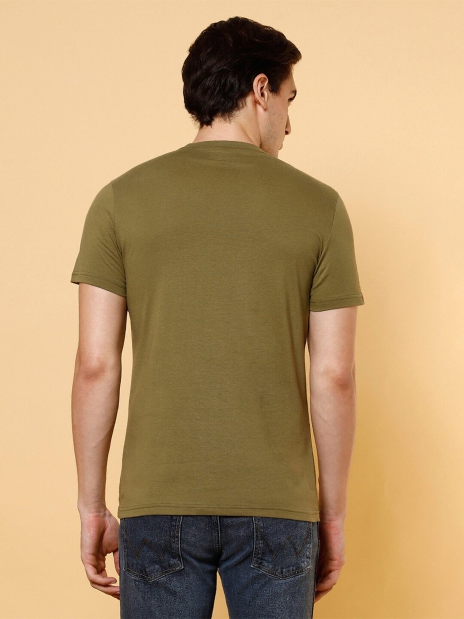 Wrangler Winter Moss Cotton Regular Fit Printed T-Shirt