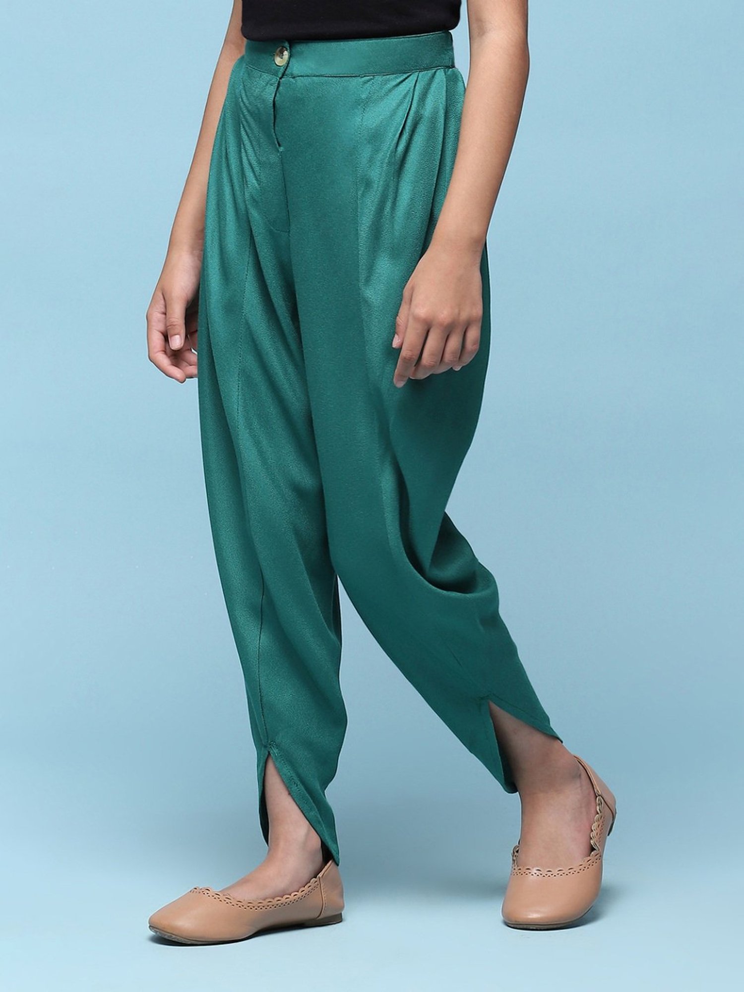 BIBA Girls Kids Teal Blue Regular Fit Dhoti Pants