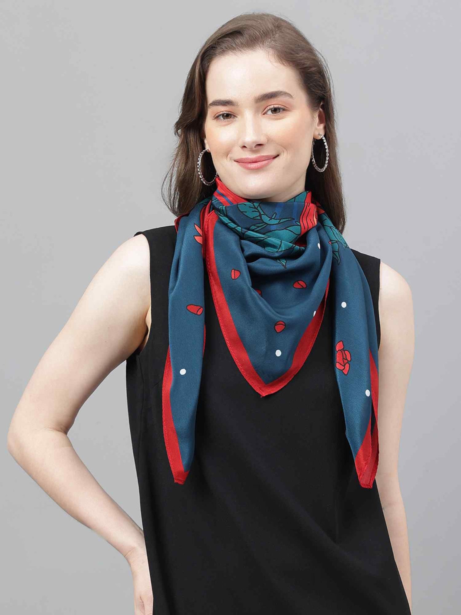 Tossido Blue Printed Scarf & Bag Scarf Set