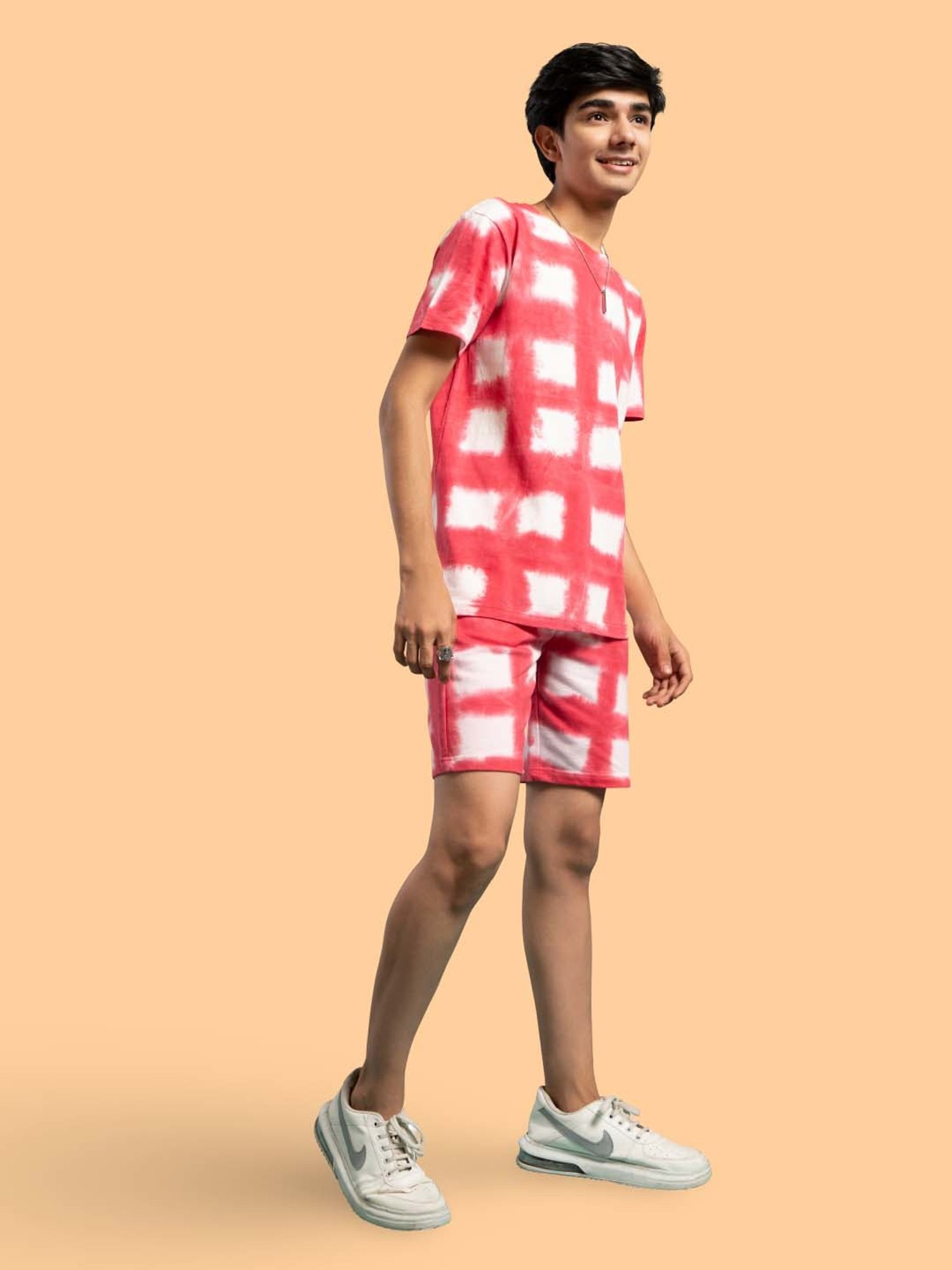 TeenTrums Kids Red & White Cotton Over Dyed T-Shirt Set