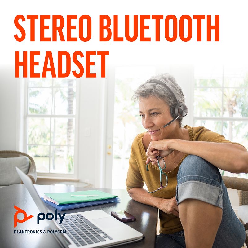 Poly Voyager Focus 2 UC USB-A Headset (Plantronics) - Bluetooth Dual-Ear (Stereo) Headset with Boom Mic - USB-A PC / Mac Compatible - Active Noise Canceling - Works with Teams (Certified), Zoom & more