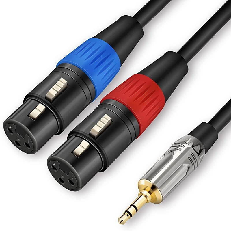 Dual XLR Female to 35 mm TRS Stereo Microphone Cable 2 XLR Female to 18 inch TRS Stereo Y Splitter Patch Cable 33 Feet