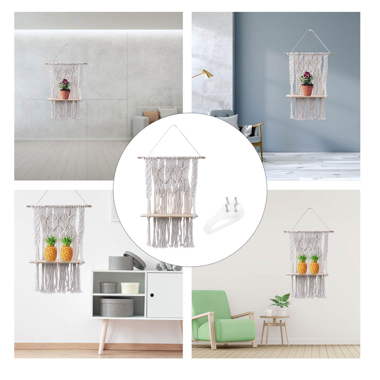 1 Pc Cotton Tapestry Woven Wall Hanging Decor DIY Wall Shelf (Assorted Color)