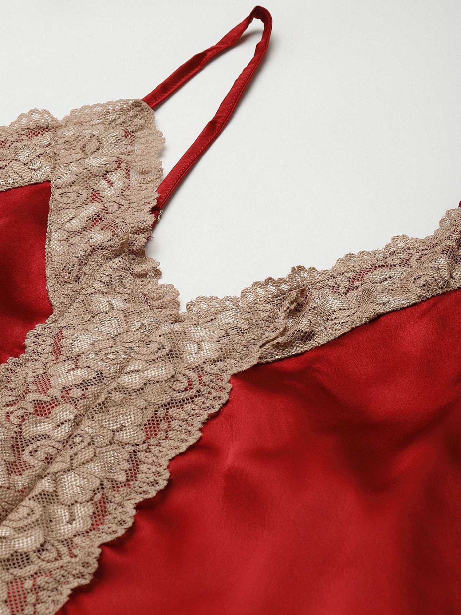Ms.Lingies Maroon Lace Work Nighty