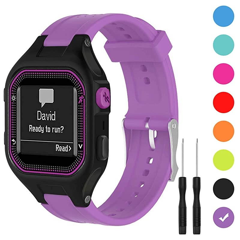 Bands Compatible with Garmin Forerunner 25 Soft Silicone Replacement Watch Band Strap for Garmin Forerunner 25 GPS Running Watch SPurple Small