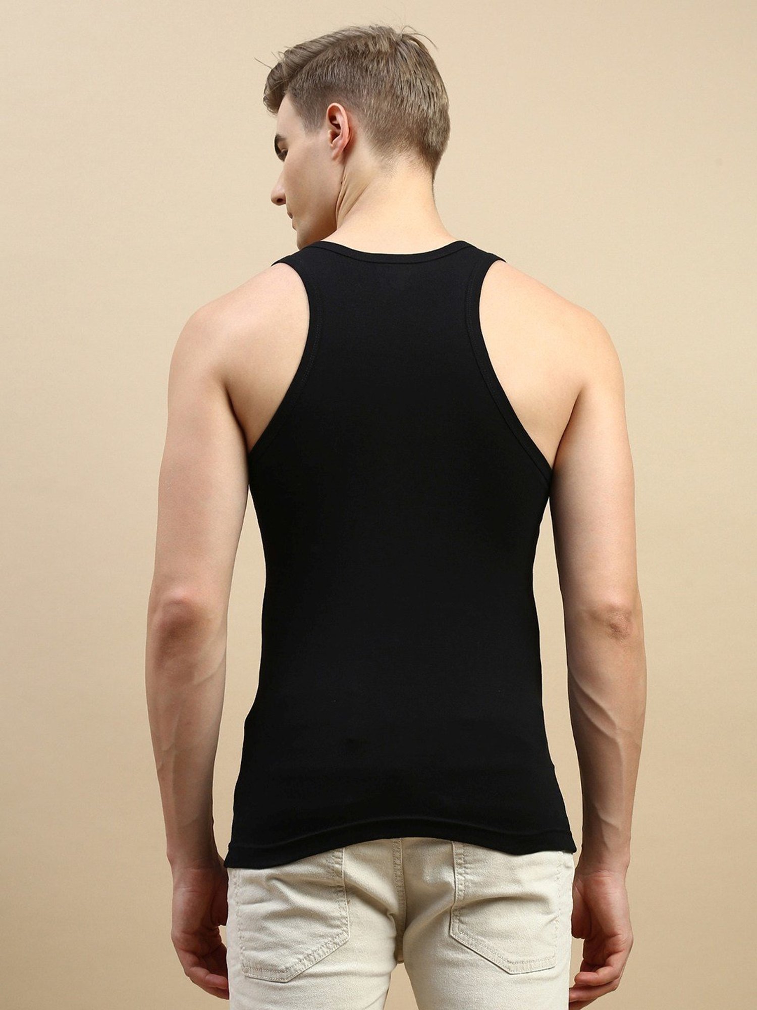 Zoiro Black Jaspe & Black Regular Fit Vest - Pack Of 2