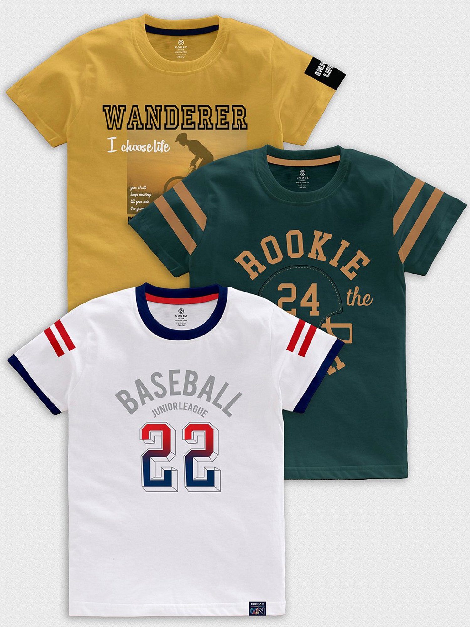 Codez Kids Multicolor Printed T-Shirt (Pack Of 3)