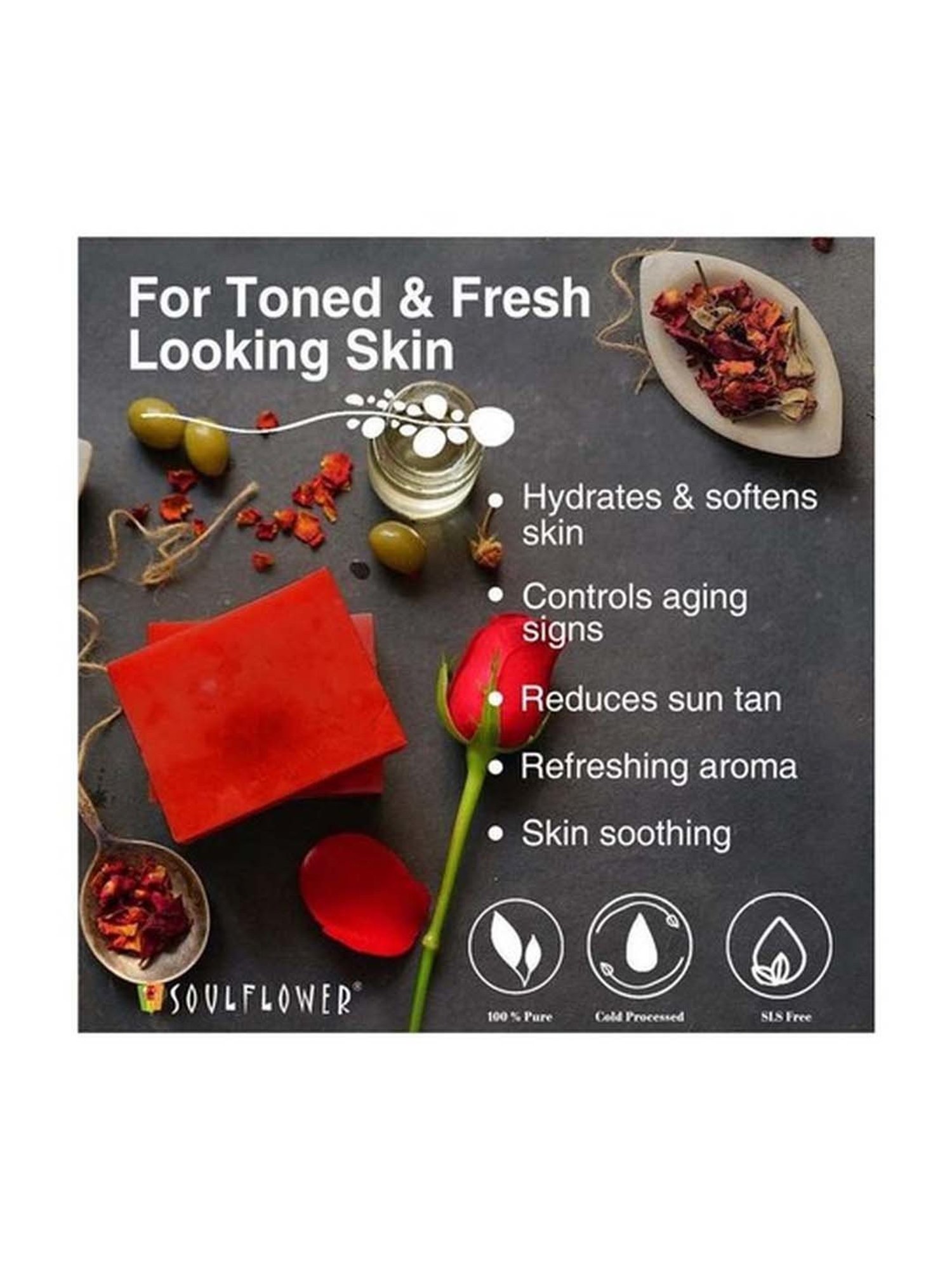 Soulflower Sweet Rose Soap - 150 gm