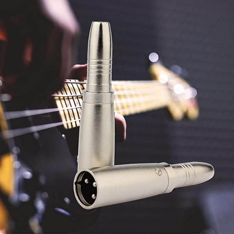 XLR 3-pin Male to 1/4 inch 6.35mm Female Socket Audio Adapter Gender Changer Connector, Silver, 2 Pack -