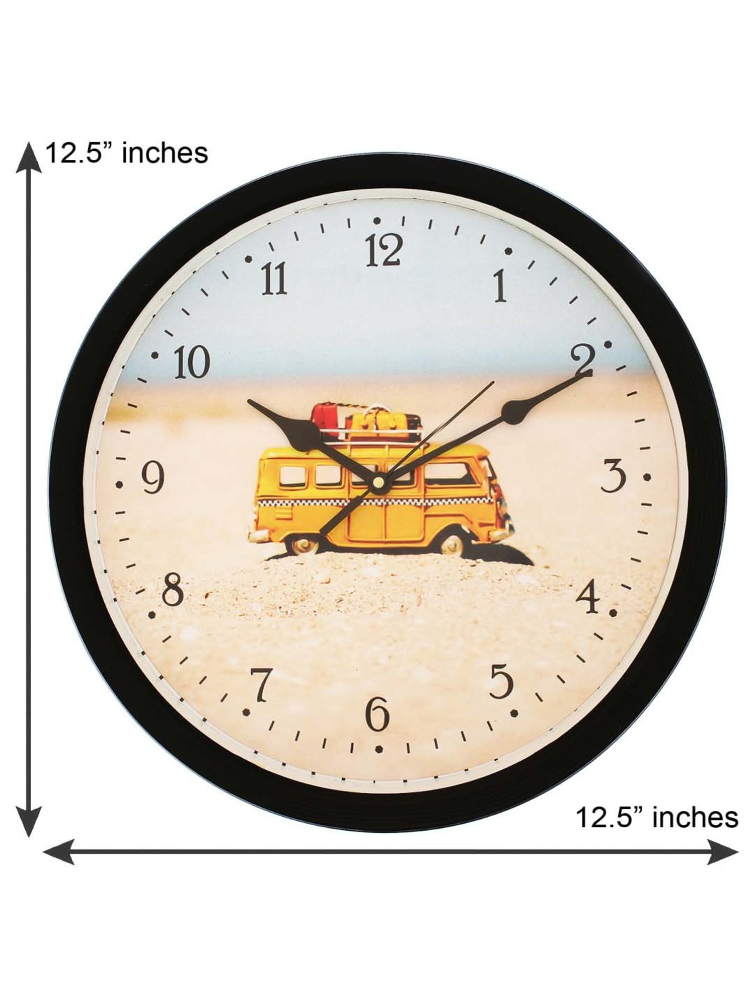 eCraftIndia Designer Round Analog Black Wall Clock