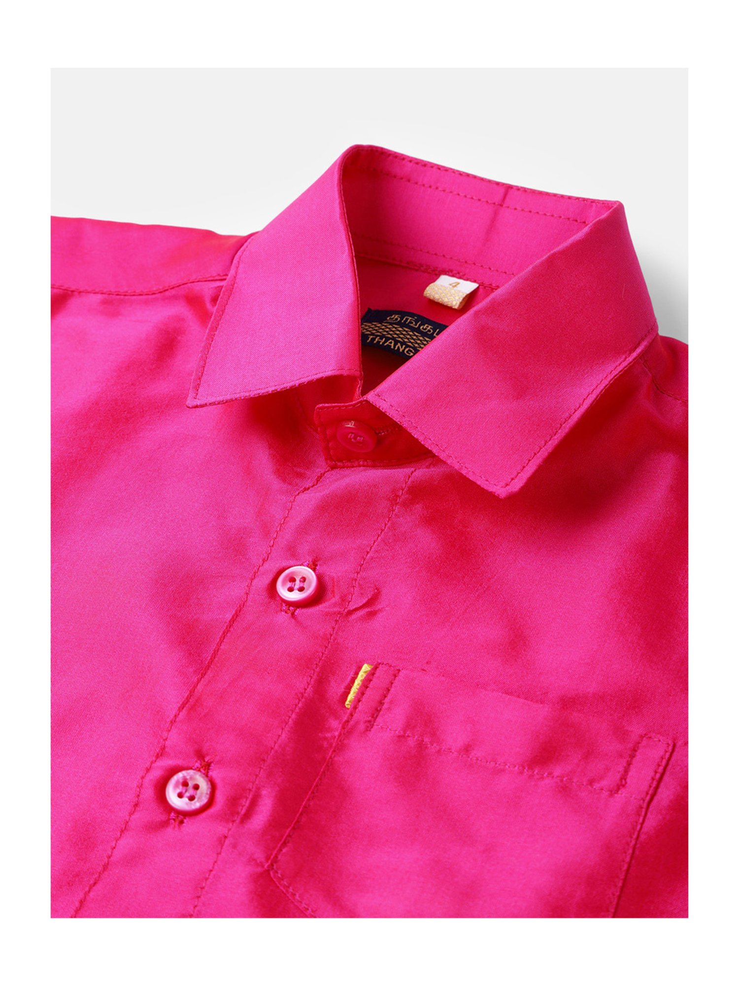 THANGAMAGAN Kids Pink Solid Shirt