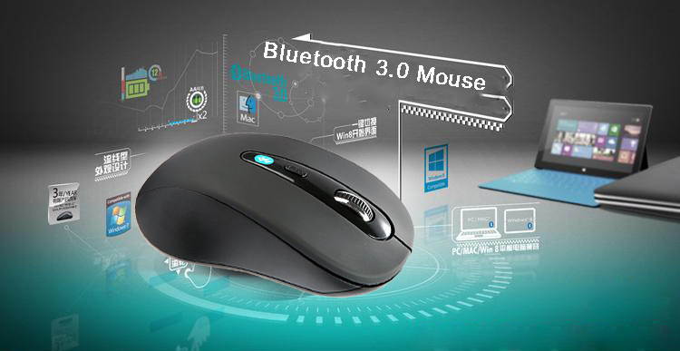 KuWfi BM-01 Ergonomic Bluetooth Wireless Optical Laser Mouse Wireless Bluetooth 3.0 Mouse Mice 600~1600DPI Adjustable Computer Accessories For Windows 7/8/XP/Vista/MAC Laptop Notebook