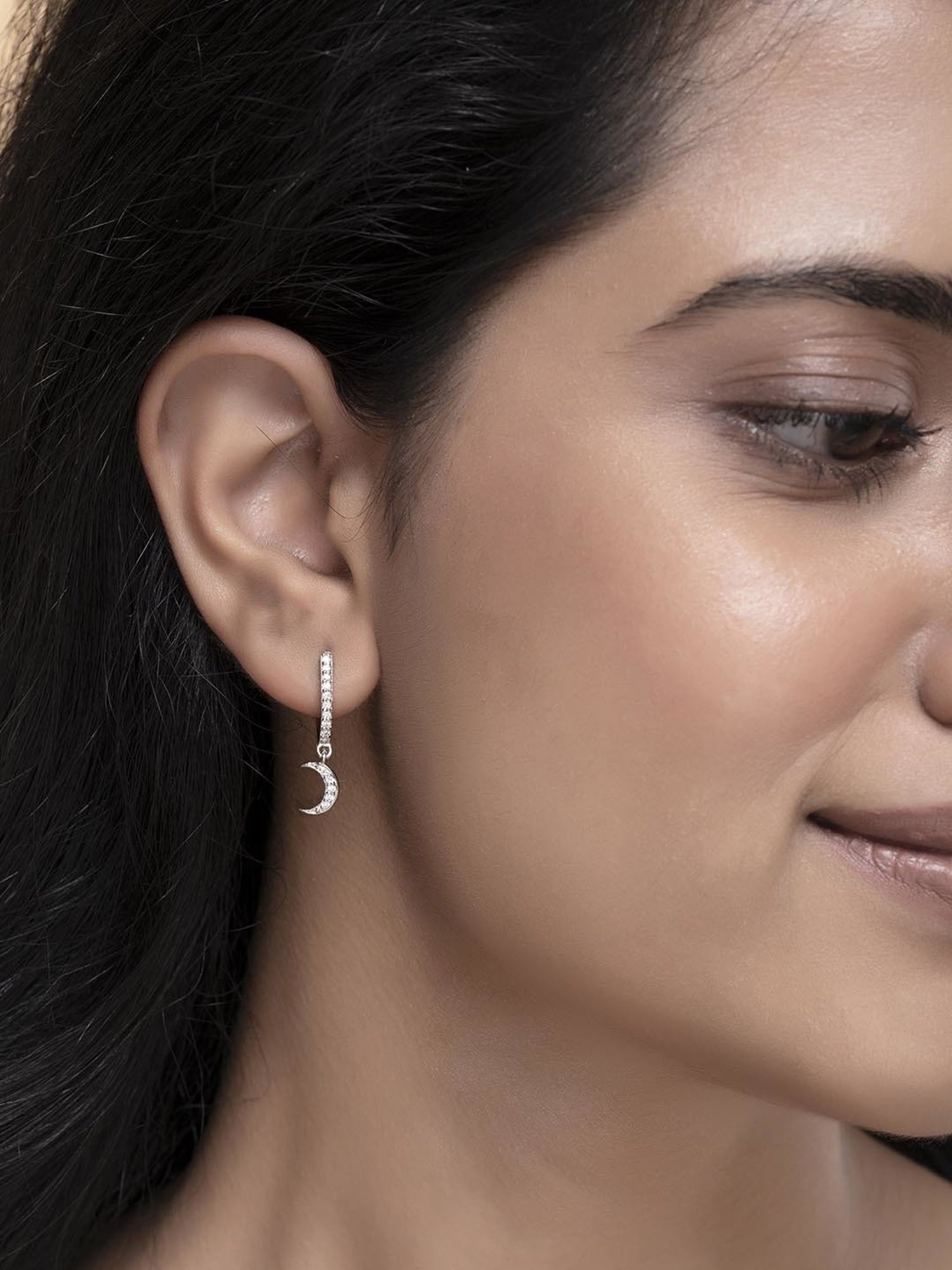 March by FableStreet Sterling Silver Star & Moon Mismatch Hoop Earrings for Women