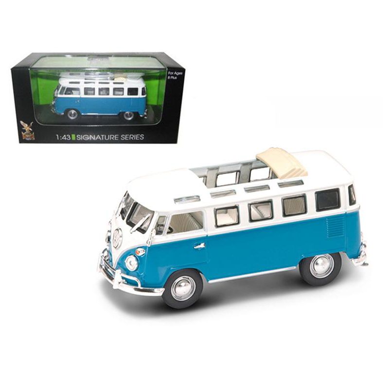 1962 Volkswagen Microbus Van Bus Blue With Open Roof 1/43 Diecast Car by Road Signature