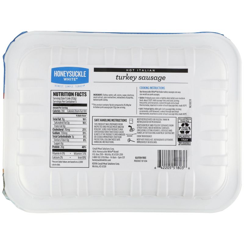 Honeysuckle White Fresh Hot Italian Turkey Sausage - 20oz/5pk