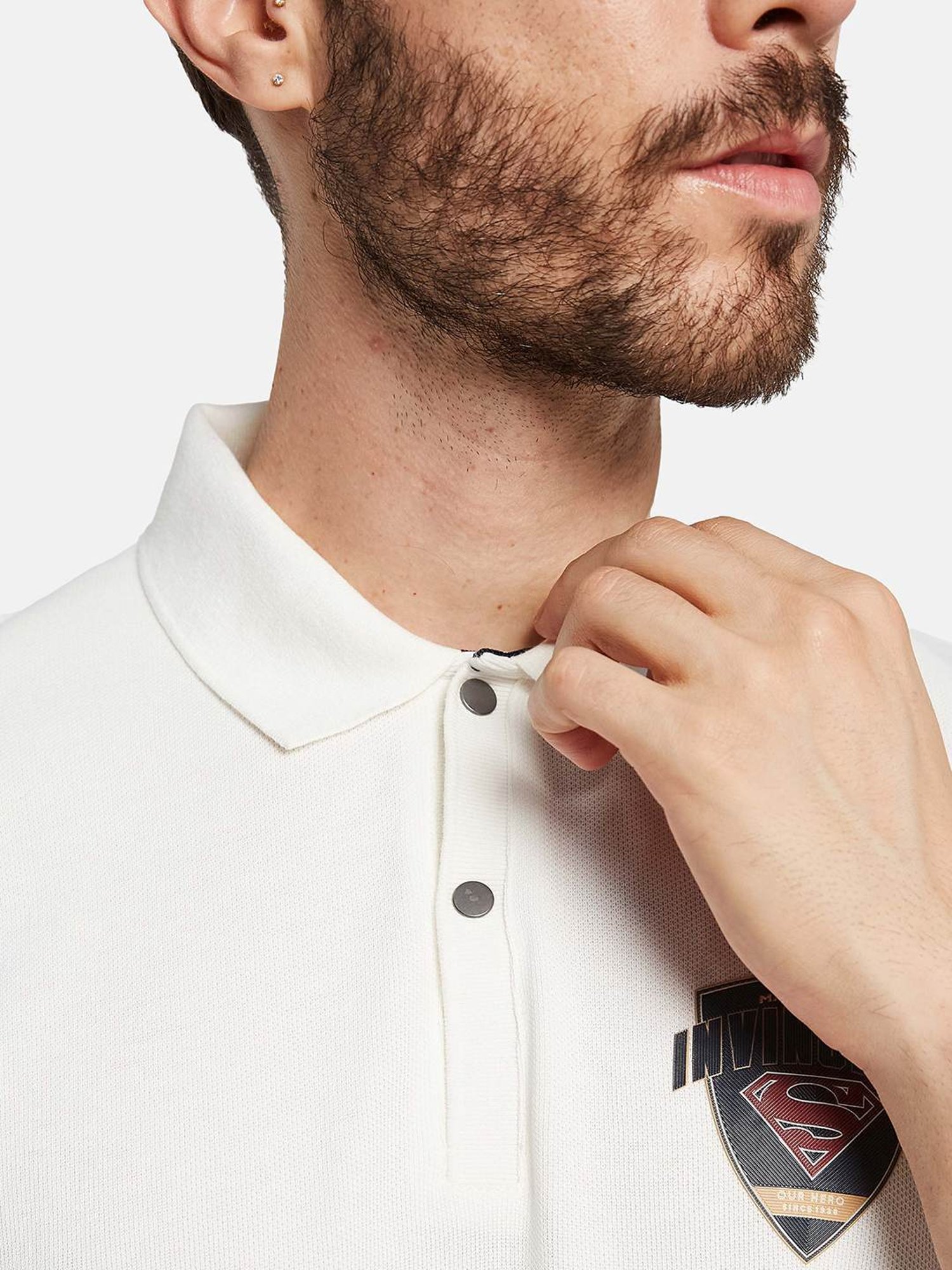 Octave Off White Cotton Regular Fit Polo T-Shirt