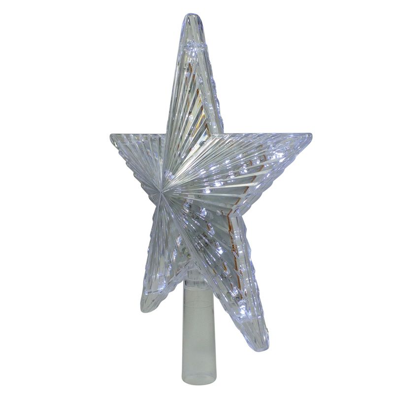 J. Hofert Co 9.5" Lighted Clear Twinkling 5-Point Star Christmas Tree Topper - Clear White LED Lights