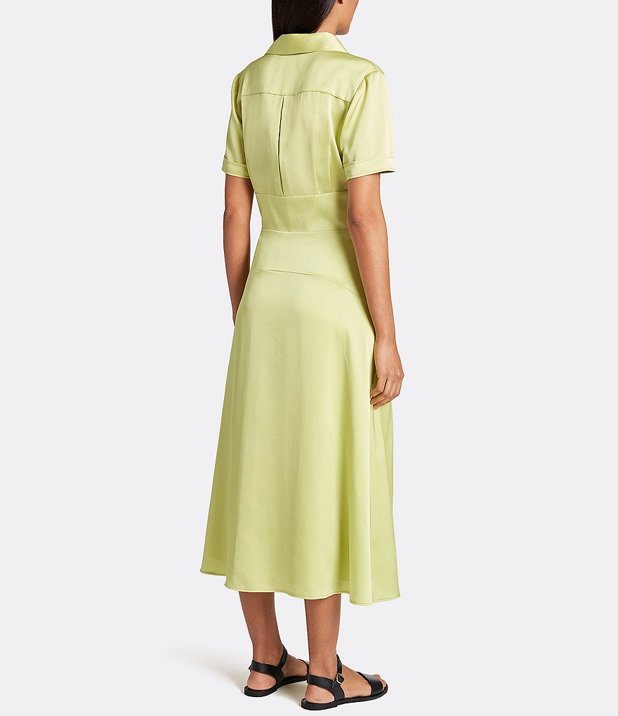 Tahari ASL Faux Wrap Short Sleeve Satin Dress